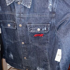 PacSun Blue Denim Jacket with White Accents